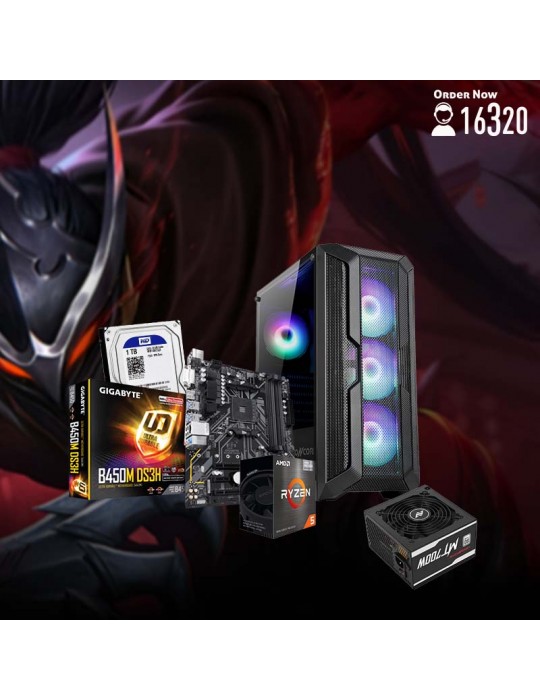  Gaming PC - Bundle AMD R5 5600G-B450M DS3H-8GB-1TB HDD-ABKONCORE ATX H250X-MT700W 80+White