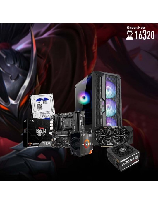  Gaming PC - Bundle AMD R5 3600-AMD B550M PRO-VDH-GTX 1660 Ti OC 6GB-16G-1TB HDD-ABKONCORE ATX H250X-MT700W 80+White