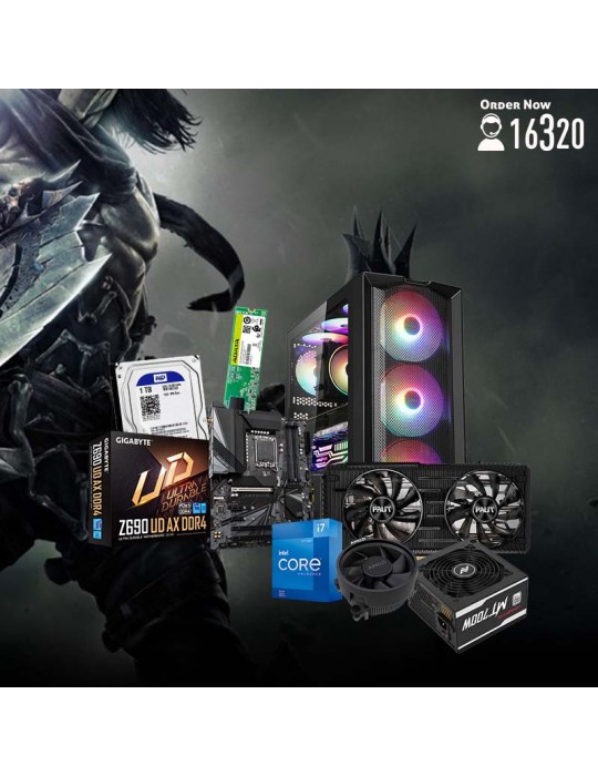 Gaming PC - Bundle Core™ i7-12700-Z690 UD AX DDR4-Palit 3060 TI DUAL OC 8GB-32G-1TB HDD-480 GB SSD-Cooler AORUS ATC800 ABKONCO