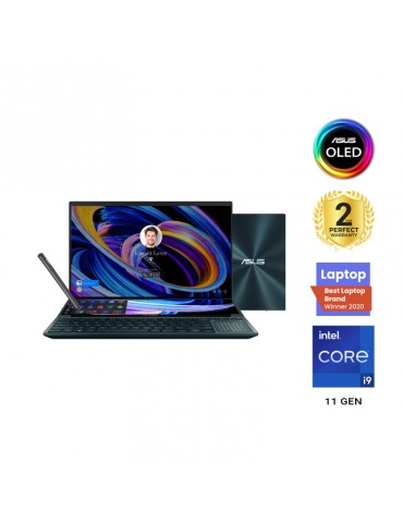 ASUS ZenBook DUO UX582H-H2007W i9-11900H-32GB-SSD 1TB-RTX3080-8GB-15.6 4K OLED Touch-Win11-Backpack-Stylus pen