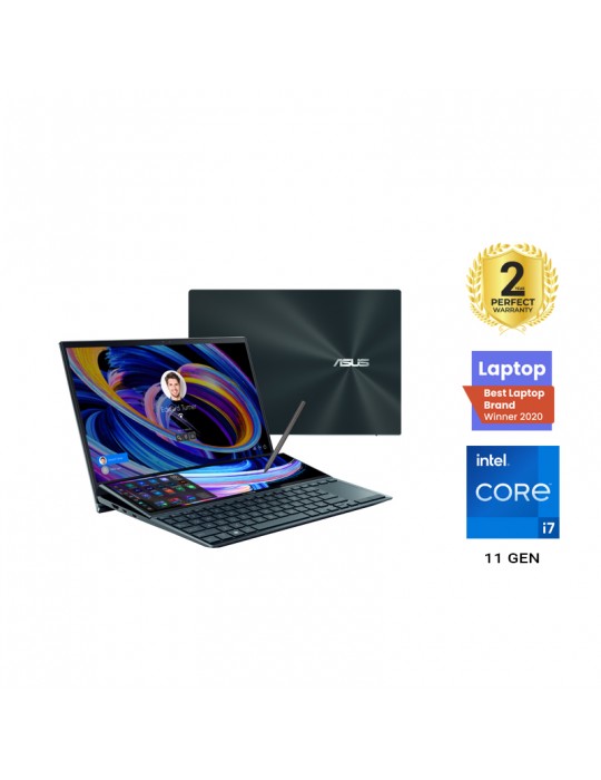  كمبيوتر محمول - ASUS ZenBook DUO UX482EG-HY007T i7-1165G7-16GB-SSD 1TB-MX450-2GB-14 FHD Touch-Win10-Celestial Blue-Sleeve-Stylu
