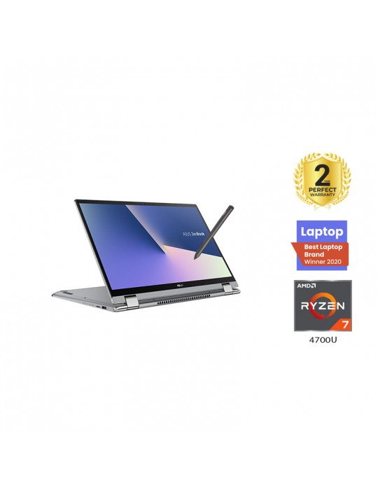  Laptop - ASUS Zenbook Flip 15 UM562IQ-EZ007T AMD R7-4700U-16GB-SSD 1TB-MX350-2GB-15.6 FHD Touch-Win10-Light Grey-Stylus pen-Sle