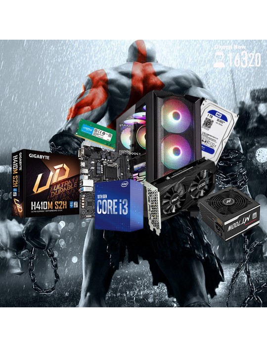 تجميعات جيمنج - Bundle Intel® Core™ i3-10100-H410M S2H-GTX1650 OC 4GB-16G-1TB-ATX H450X-MT700W 80