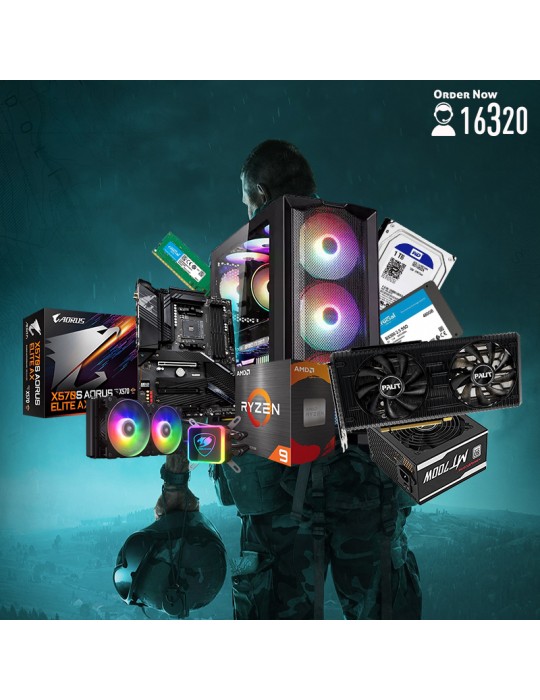 Home - Bundle AMD Ryzen 9 5900X-X570S AORUS ELITE AX-RTX™ 3050 Dual 8GB-16GB-1TB HDD-480 SSD-Aqua 240 ARGB-ATX H450X-PSU 700W