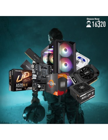 Bundle AMD Ryzen™ 5 3600-A520M H-Palit 1050 Ti STORMX 4G-8GB-1TB HDD-120 SSD-ATX H450X-PSU 700W 80-White