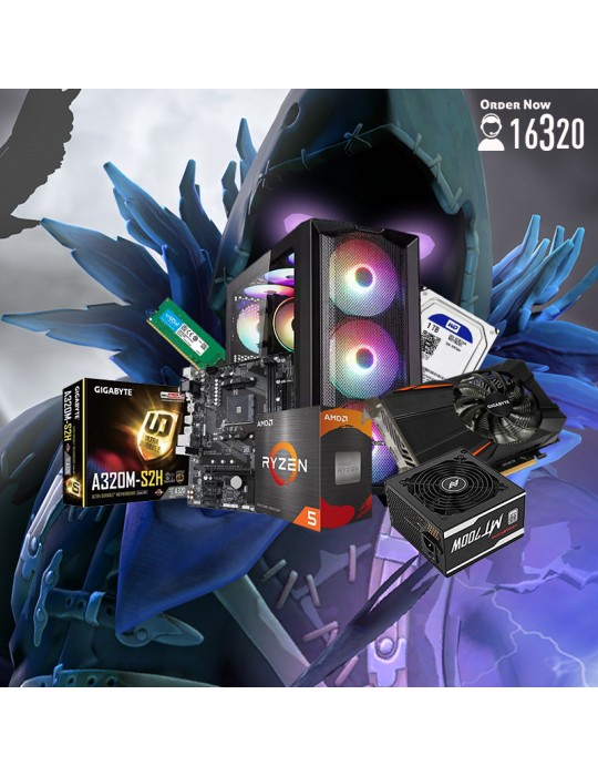 Gaming PC - Bundle AMD Ryzen™ 5 3600-A320M-S2H-GTX 1050 Ti D5 4GB-8GB-1TB HDD-ATX H450X-PSU 700W 80-White
