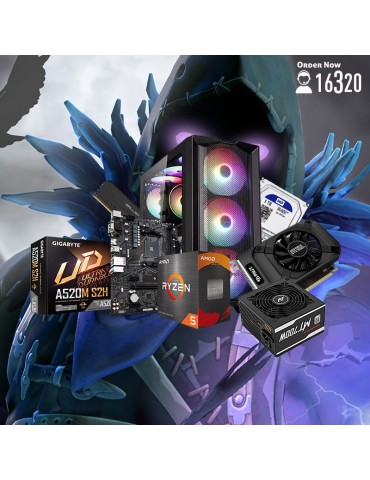 Bundle AMD Ryzen™ 5 3600-A520M S2H-Palit 1050 Ti STORMX 4G-8GB-1TB HDD-SSD 120GB-ATX H450X-PSU 700W 80-White
