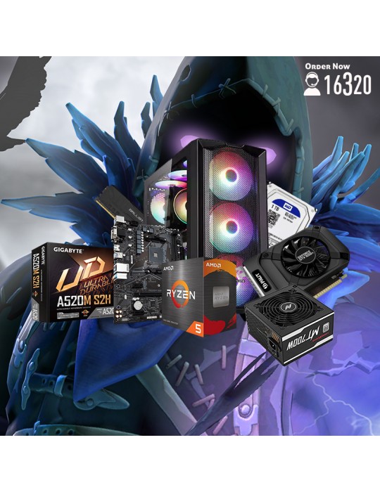 Gaming PC - Bundle AMD Ryzen™ 5 3600-A520M S2H-Palit 1050 Ti STORMX 4G-8GB-1TB HDD-SSD 120GB-ATX H450X-PSU 700W 80-White