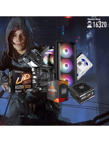 Bundle AMD Ryzen™ 7 PRO 5750G-A520M DS3H-16GB-1TB HDD-SSD 500GB-ATX H450X-PSU 700W 80-White