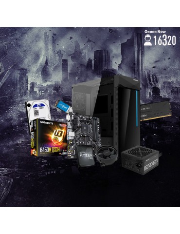 Bundle Ryzen™ 5 PRO 4650G-B450M DS3H-16GB-2TB HDD-250 SSD-C200 Tempered GLASS-PSU P550B 550W 80+Bronze