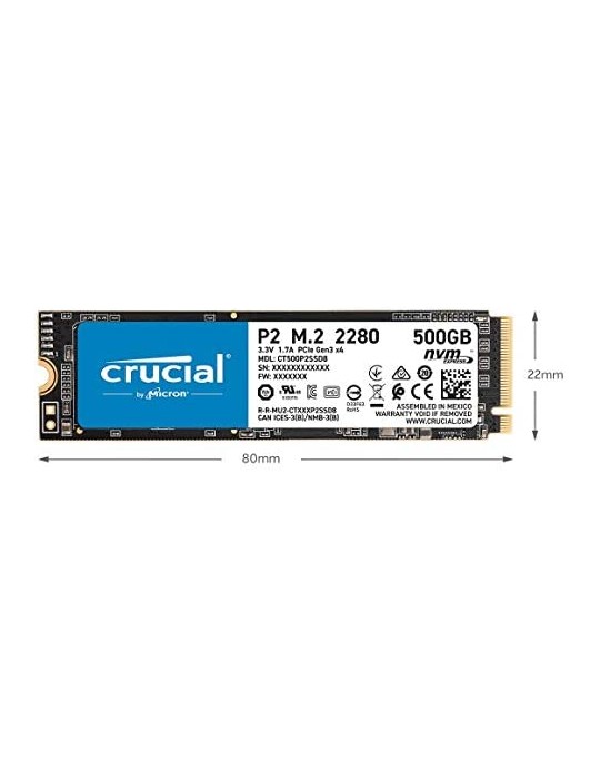 M.2 - SSD Crucial P2 NVMe 250 GB Gen3x4 2280