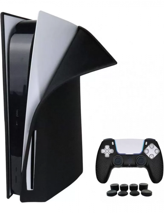  بلاي ستيشن - Bundle Sony PlayStation®5 Console DVD-Official 2Y Warranty-DOBE Dock charger PS5 T5-0504-Silicone Cover-Ghost Of T