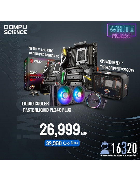  Gaming PC - Bundle CPU AMD Ryzen™ Threadripper™ 2990WX - sTR4-MB MSI ™ AMD X399 GAMING PRO CARBON AC-Cooler Master MASTERLIQUID