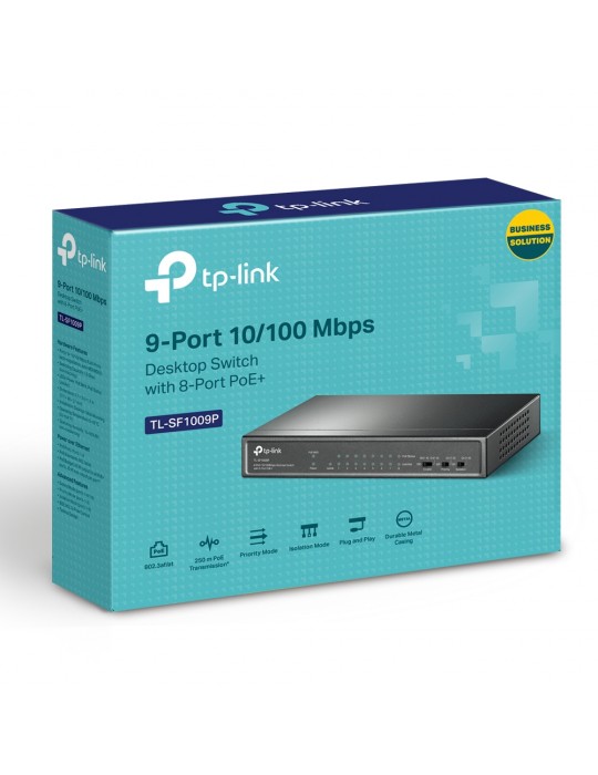  شبكات - TPlink 9-Port 10/100Mbps Desktop Switch with 8-Port PoE+ SF1009P