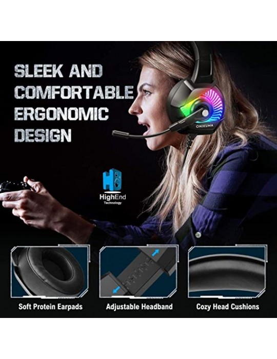  Headphones - ONIKUMA K6-USB-3.5mm-RGB-Black