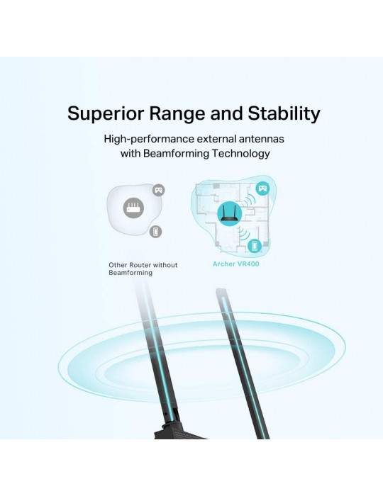  شبكات - TP-Link AC1200 Wireless VDSL/ADSL Modem Router-VR400
