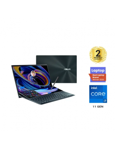 ASUS ZenBook DUO UX482EG-HY007W i7-1165G7-16GB-SSD 1TB-MX450-2GB-14 FHD Touch-Win11-Celestial Blue-Sleeve-Stylus pen free bundle