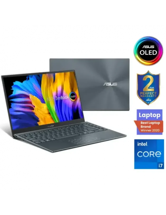  Laptop - ASUS Zenbook 13 UX325EA-OLED007W i7-1165G7-16GB-SSD 1TB-Intel Iris Xe Graphics-13.3 OLED FHD-Win11-Pine Grey-Free Slee