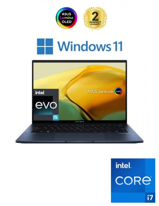  Laptop - ASUS ZenBook 14 UX3402ZA-OLED007W i7-1260P-16GB DDR5-SSD 1TB-Intel Iris Xe-14 inch 2.8K UHD OLED-Win11