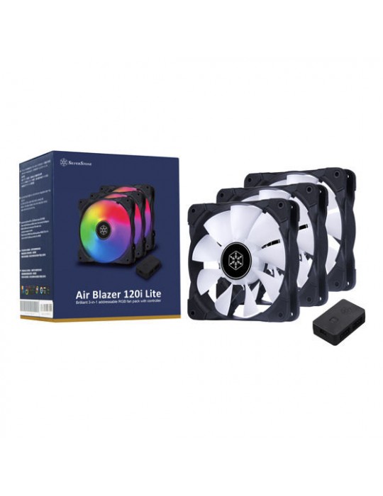  Coolers & Fans - Fan Case SilverStone Air Blazer 120i Lite-Brilliant 3-in-1 addressable RGB fan pack with controller