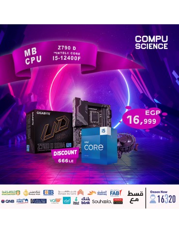 Bundle Intel® Core™ i5-12400F /18MB Cache-Box-LGA1700-With Fan-MB GIGABYTE™ Intel® Z790 D DDR4-rev.1.0