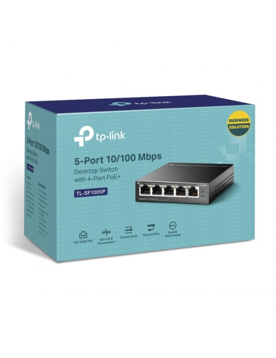 شبكات - TP-Link 5-Port 10/100Mbps Desktop Switch with 4-Port PoE+