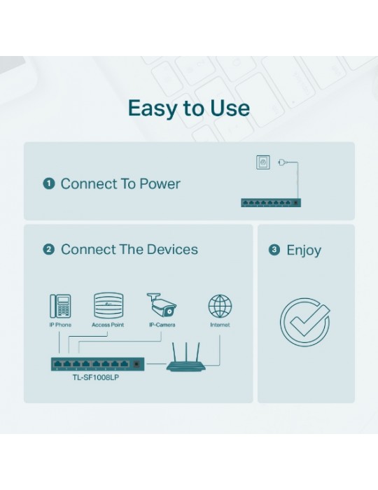  Networking - TP-Link 8-Port 10/100Mbps Desktop PoE Switch with 4-Port PoE-SF1008LP