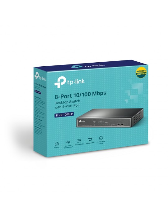  Networking - TP-Link 8-Port 10/100Mbps Desktop PoE Switch with 4-Port PoE-SF1008LP