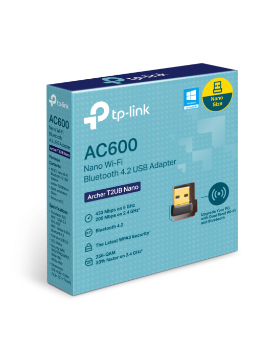  شبكات - TP-Link AC600 Nano Wi-Fi Bluetooth 4.2 USB Adapter-Archer T2UB