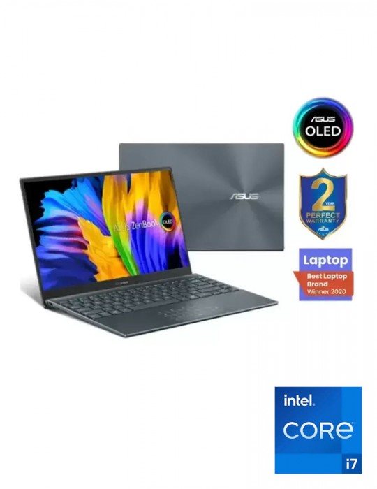  كمبيوتر محمول - ASUS Zenbook 13 UX325EA-OLED007W i7-1165G7-16GB-SSD 1TB-Intel Iris Xe Graphics-13.3 OLED FHD-Win11-Pine Grey-Fr