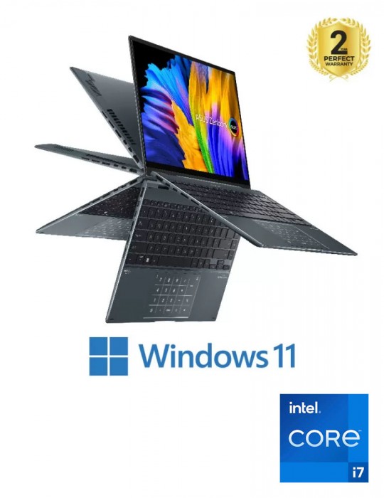  Laptop - ASUS ZenBook Flip 14 UP5401ZA-KN007W i7-12700H-16GB DDR5-SSD 1TB-Intel Iris Xe Graphics-14 inch 2.8K OLED-Win11-Pine G