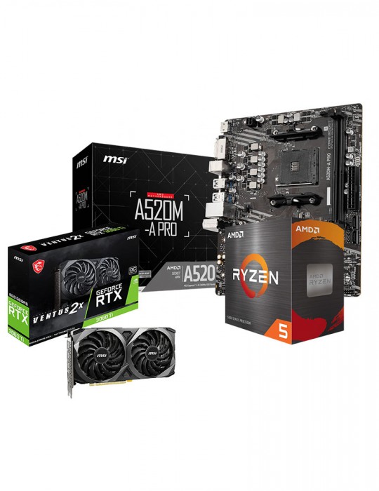  Gaming PC - Bundle AMD Ryzen™ 5 5500-3.6GHZ- 4.2GHZ-6C/12T BOX-MB MSI ™ AMD A520M-A PRO-GeForce RTX™ 3060 Ti VENTUS 2X 8G