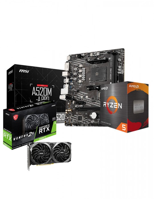  Gaming PC - Bundle AMD Ryzen™ 5 5500-3.6GHZ- 4.2GHZ-6C/12T BOX-MB MSI ™ AMD A520M-A PRO-GeForce RTX™ 3060 VENTUS 2X 12G OC