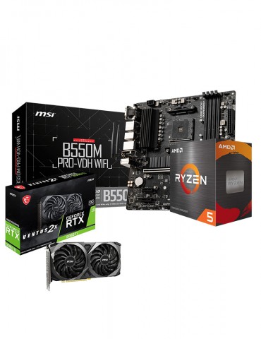 Bundle AMD Ryzen™ 5 5500-3.6GHZ- 4.2GHZ-6C/12T BOX-MB MSI ™ AMD B550M PRO-VDH WIFI-GeForce RTX™ 3060 Ti VENTUS 2X 8G