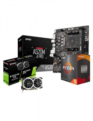 Bundle AMD Ryzen™ 5 5500-3.6GHZ- 4.2GHZ-6C/12T BOX-MB MSI ™ AMD A520M-A PRO-GTX 1650 4G D6 VENTUS XS OCV1