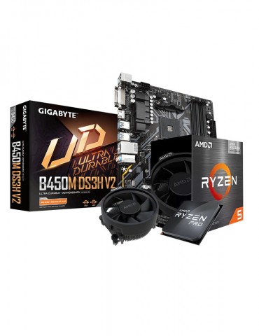 Bundle CPU AMD Ryzen™ 5 PRO 4650G MPK- AM4-With Fan-MB GIGABYTE™ AMD B450M DS3H V2