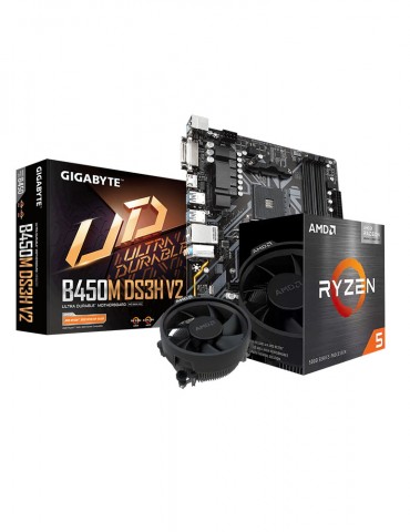 Bundle CPU AMD Ryzen™ 5 5600G 6C/12T Box-AM4 With Fan-MB GIGABYTE™ AMD B450M DS3H V2