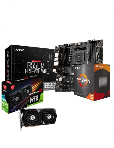 Bundle AMD Ryzen™ 5 5500-3.6GHZ- 4.2GHZ-6C/12T BOX-MB MSI ™ AMD B550M PRO-VDH WIFI-RTX™ 3050 GAMING X 8GB GDDR6