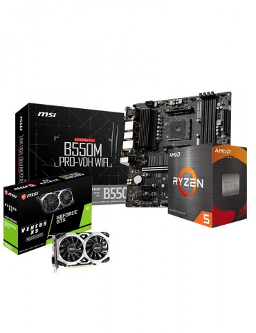 Bundle AMD Ryzen™ 5 5500-3.6GHZ- 4.2GHZ-6C/12T BOX-MB MSI ™ AMD B550M PRO-VDH WIFI-GTX 1650 4G D6 VENTUS XS OCV1