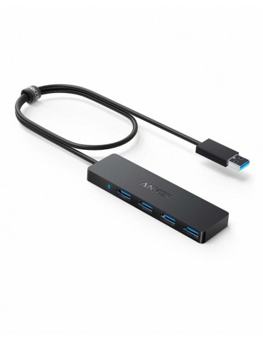 Anker Ultra Slim 4-Port USB 3.0 Data Hub 2ft-Black