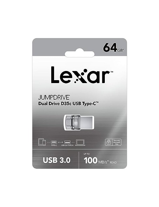  فلاش ميمورى - Lexar JumpDrive 64GB Dual D35c USB 3.0 Type-C