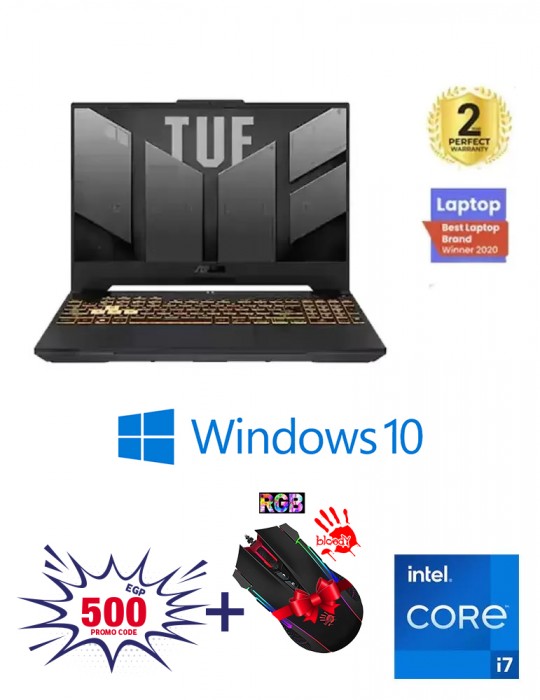  Laptop - ASUS TUF Gaming F15 FX507ZC-HN003W i7-12700H-16GB-SSD 512GB-RTX3050-4GB-15.6 Inch FHD 144Hz-Win10-Mecha Gray