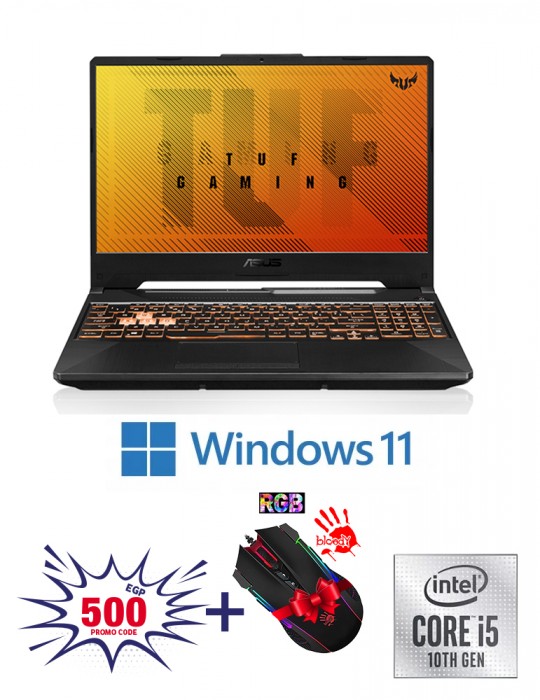  كمبيوتر محمول - ASUS TUF A15 FX506LHB-HN8G5W Intel Core i5-10300H-8GB-SSD 512GB-NVIDIA GTX1650-4GB-15.6 FHD 144Hz-Win11-Black