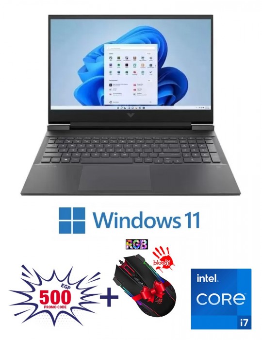  Laptop - HP VICTUS 15-FA0032DX Intel core I7-12650H-16GB-SSD 512GB-NVIDIA RTX3050Ti 4GB-15.6 FHD 144Hz-WIN 11-Black