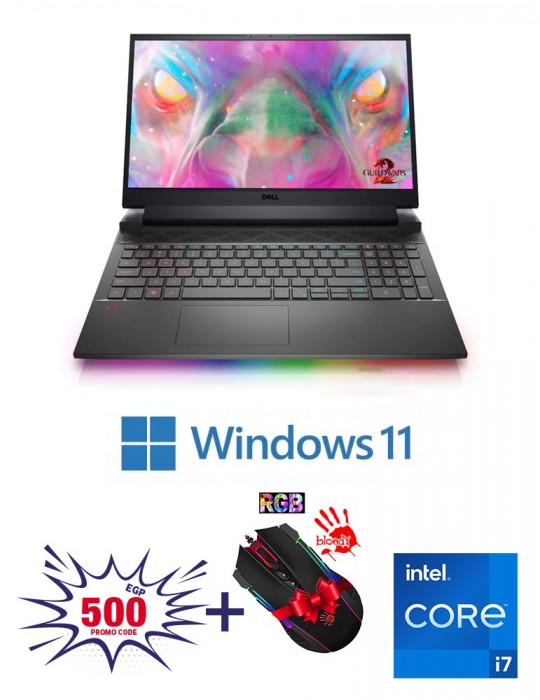  Laptop - Dell Inspiron G15-N5520 i7-12700H-16GB-SSD 512GB-RTX3060-6GB-15.6 FHD 120Hz-Win11-KB RGB-Shadow Grey