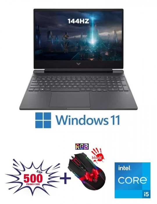  Laptop - HP Victus 15-fa0031dx i5-12450H-8GB-SSD 512GB-NVIDIA GeForce GTX 1650 4GB-15.6 FHD 144Hz-Win 11