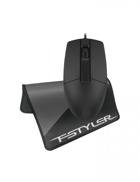  اكسسوارات الكمبيوتر - Bundle Mouse A4tech OP-330 Black-Mouse Pad Gaming A4Tech Fstyler FP20 250*200*2 MM Black