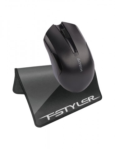 Bundle Mouse Wireless A4tech G3-200NS-Mouse Pad Gaming A4Tech Fstyler FP20 250*200*2 MM Black