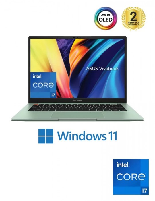 Laptop - ASUS VivoBook K3402ZA-OLED007W i7-12700H-16GB-SSD 512GB-Intel Iris Xe Graphics-14 Inch 2.8K OLED-Win11-Brave Green