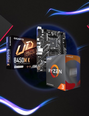 Bundle AMD Ryzen™ 3 4100-3.8GHZ- 4.0GHZ-4C/8T BOX-MB GIGABYTE™ AMD B450M K (rev. 1.0) DDR4